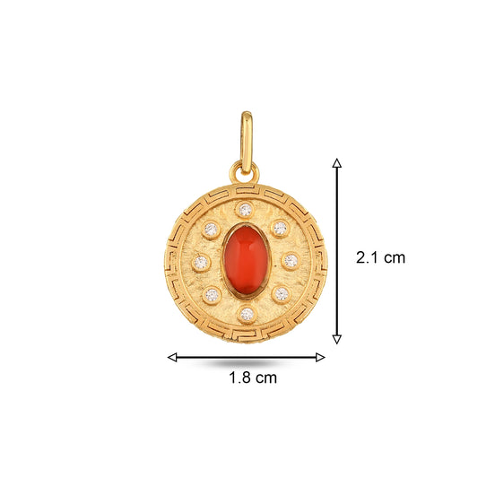 Kırmızı Taşlı Madalyon Kolye Charm