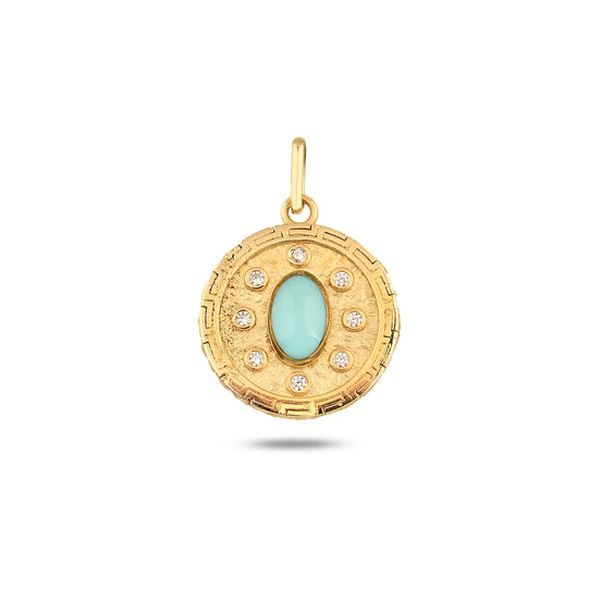Açık Mavi Madalyon Kolye Charm