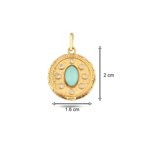 Açık Mavi Madalyon Kolye Charm