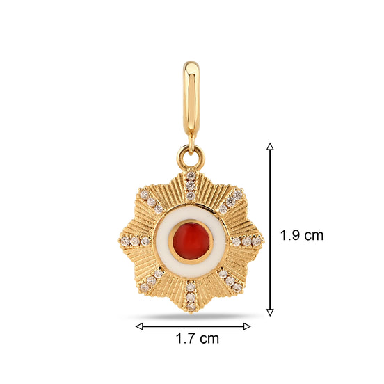 Kırmızı Çiçek Madalyon Charm