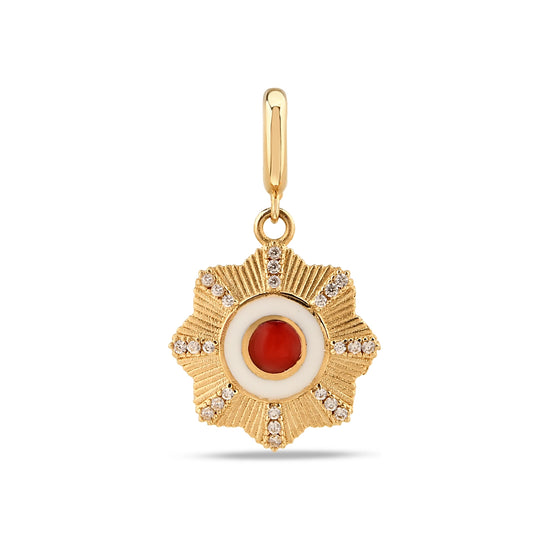 Kırmızı Çiçek Madalyon Charm