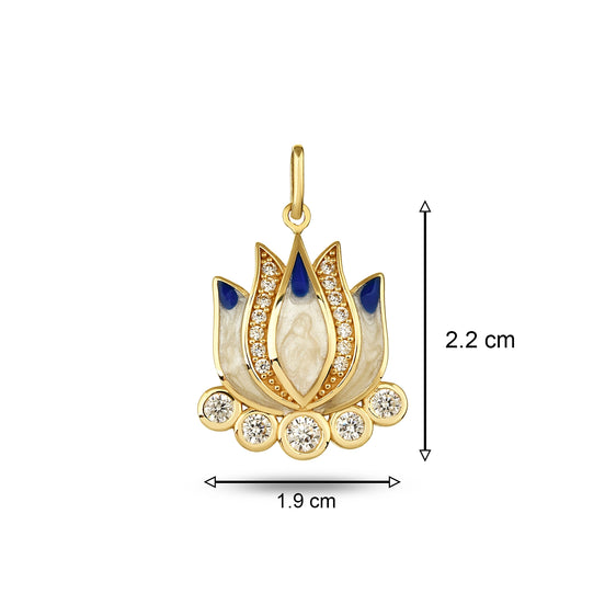 Lacıvert Lotus Kolye Charm