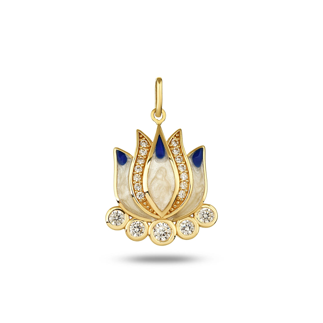 Lacıvert Lotus Kolye Charm