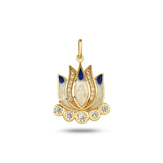 Lacıvert Lotus Kolye Charm