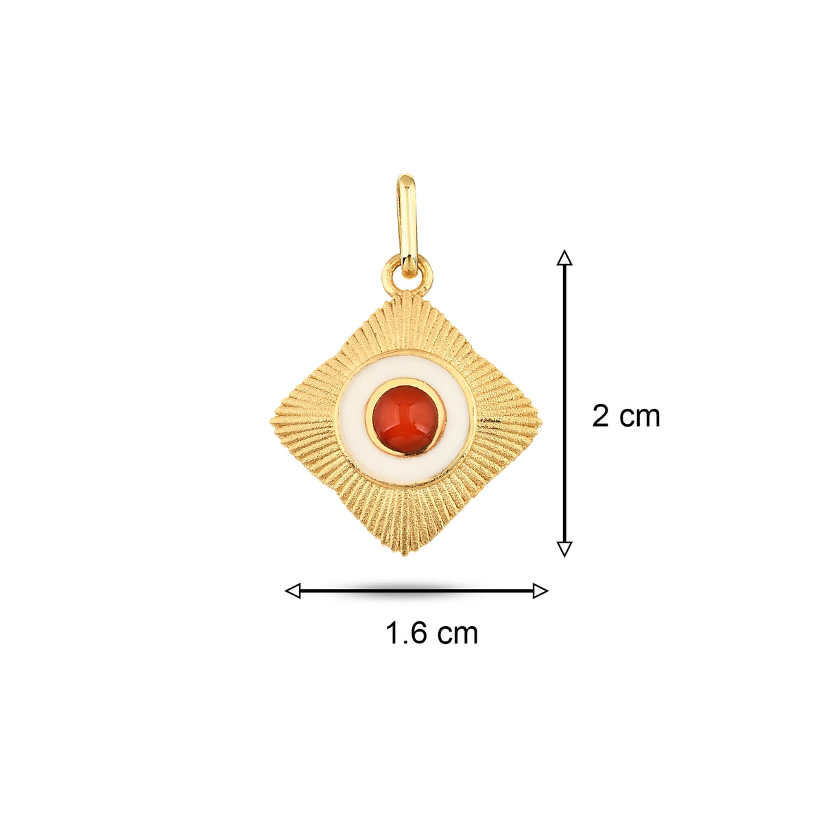 Kırmızı Taşlı Etnik Madalyon Kolye Charm
