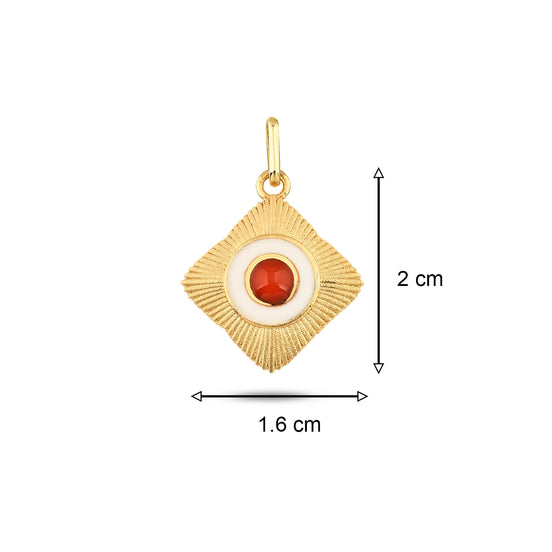 Kırmızı Taşlı Etnik Madalyon Kolye Charm