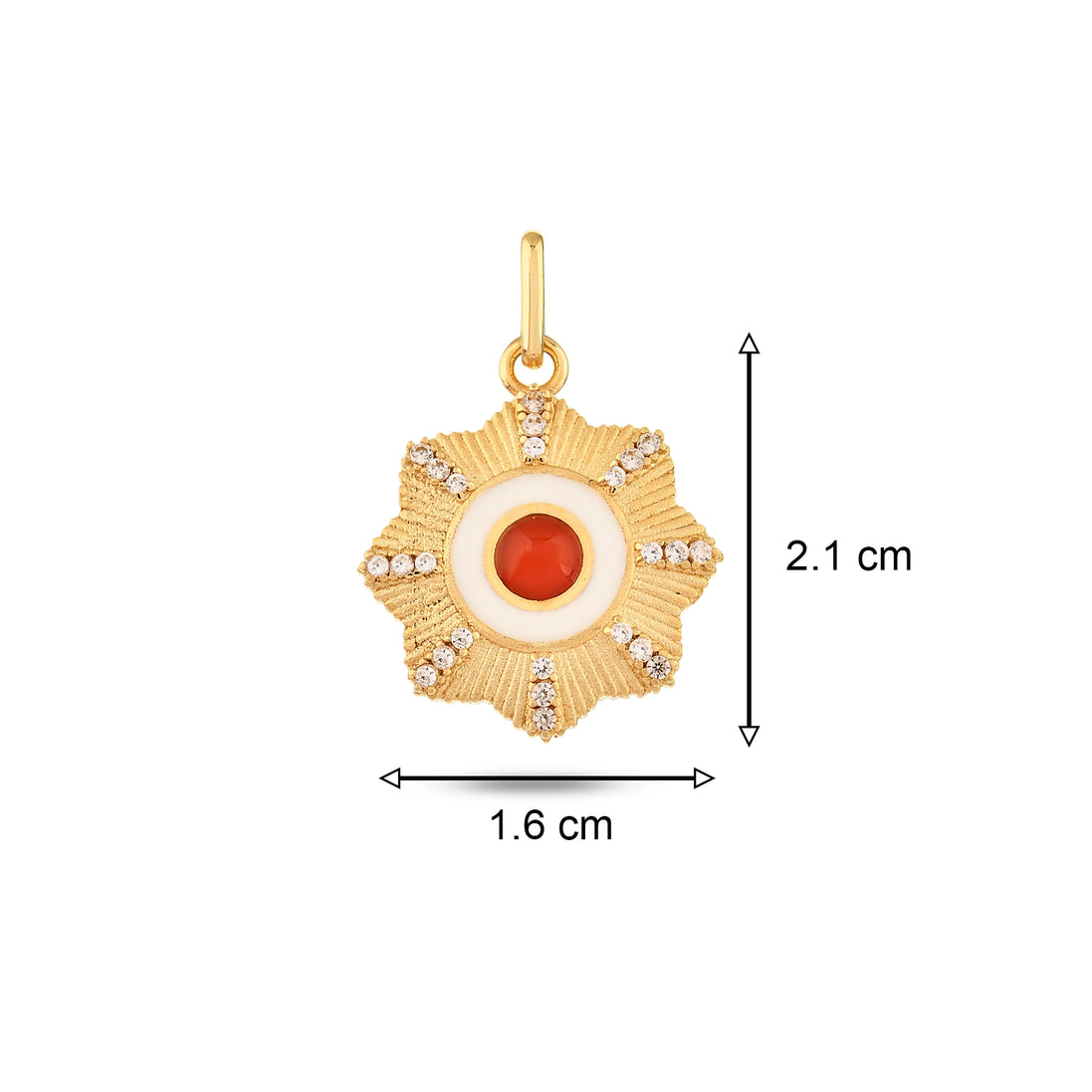 Kırmızı Taşlı Çiçek Madalyon Kolye Charm