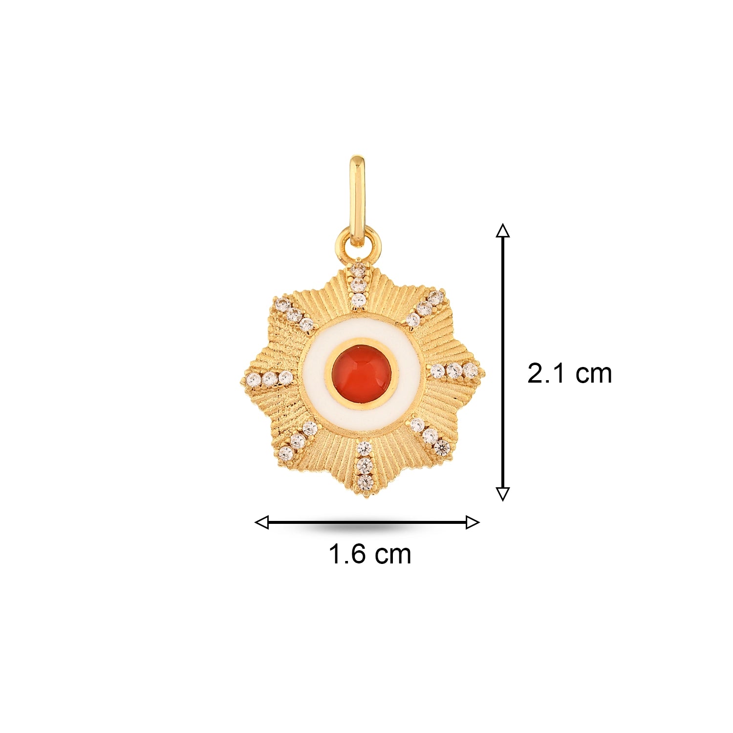 Kırmızı Taşlı Çiçek Madalyon Kolye Charm