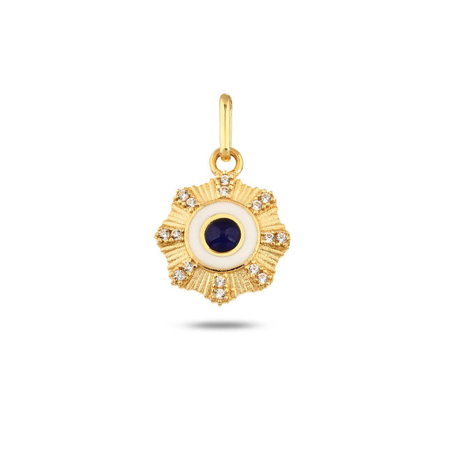 Lacivert Taşlı Çiçek Madalyon Bileklik Charm