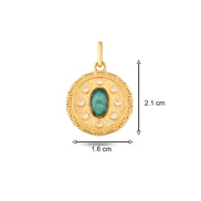 Yeşil Taşlı Madalyon Kolye Charm