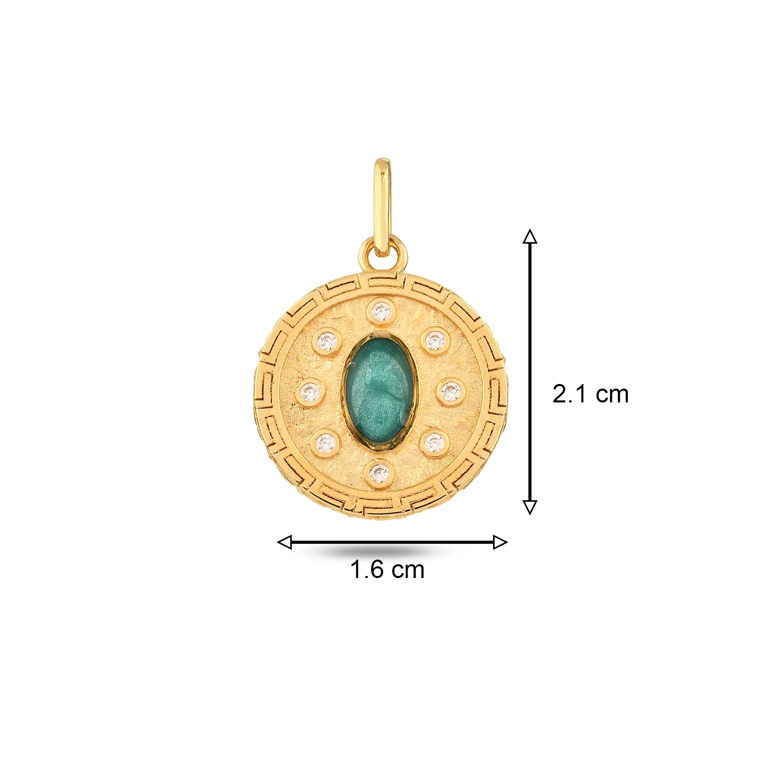 Yeşil Taşlı Madalyon Kolye Charm