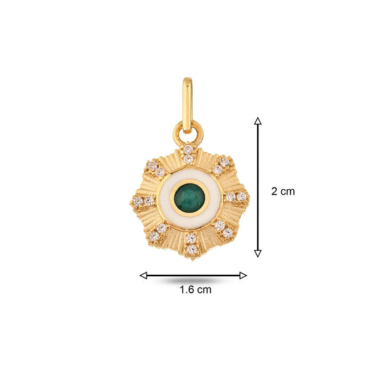 Yeşil Taşlı Çiçek Madalyon Bileklik Charm