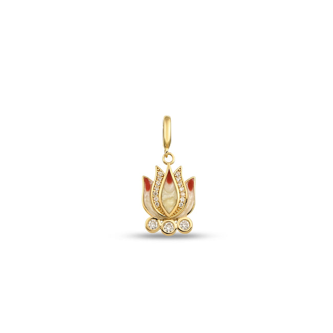 Altın Taşlı Pembe Lotus Charm
