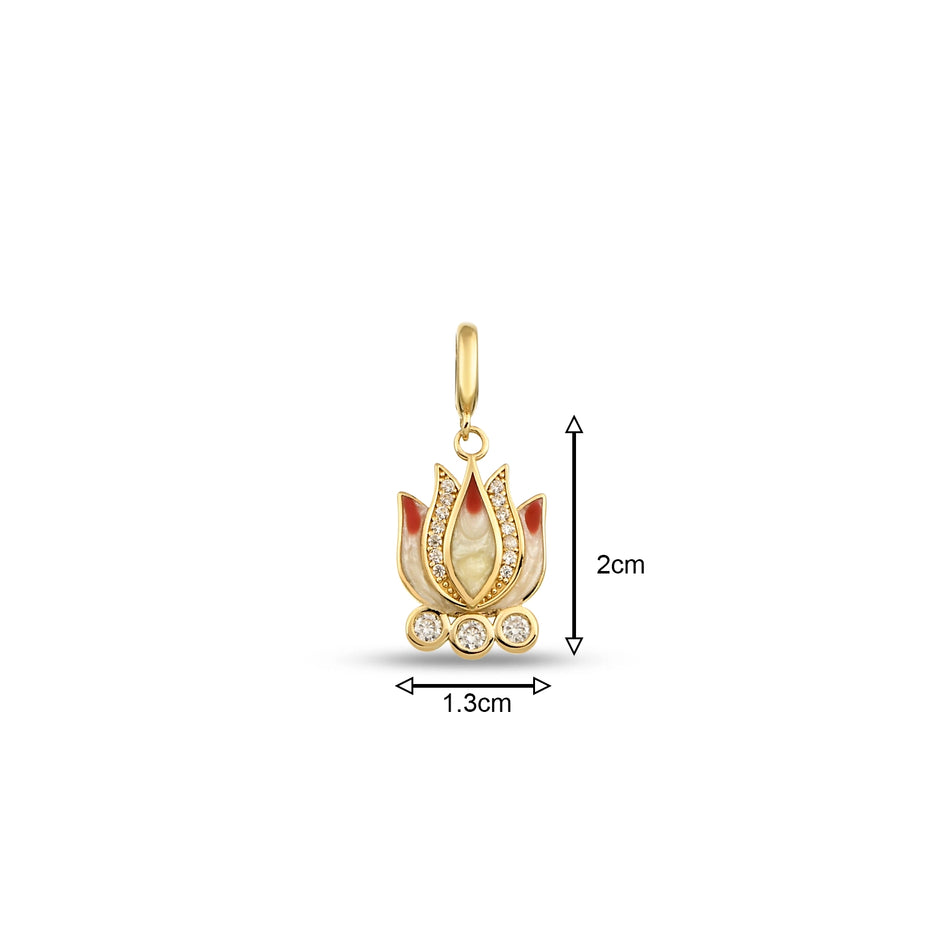 Altın Taşlı Pembe Lotus Charm