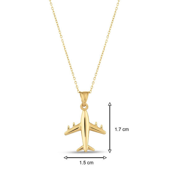 Altın minimal uçak kolye