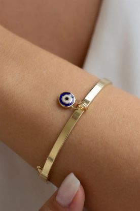Altın Mineli Çift Taraf Nazar Bilezik, 7,73 gram ve özenli işçilikle Altın Nazar Bilezik’in günlük ve özel kullanıma uygun bir Goldium modelidir.