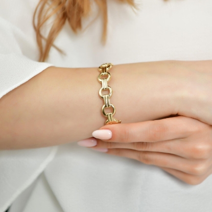 14 Ayar Altın Modern Zincir Kelepçe Bilezik, 20,13 gram, Goldium ustalığı ve Altın Bilezik modeli ile uzun ömürlü kullanım sağlar.