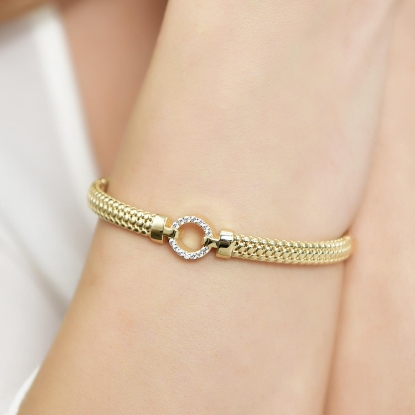 14 Ayar Altın Taşlı Tokalı Kelepçe Bilezik, 16,22 gram olup Altın Bilezik modellerinden biridir. Ağırlığı ve zarif tasarımıyla stilinizi tamamlar.