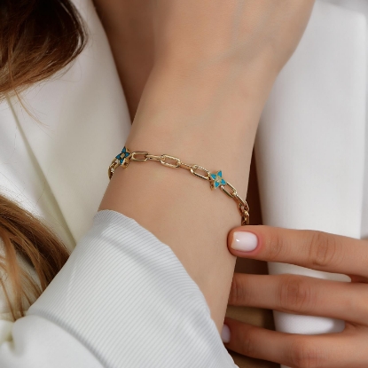 14 Ayar Altın Zincir Çiçek Bileklik, 5,71 gram, Goldium ustalığı ve Altın Bileklik modeli ile uzun ömürlü kullanım sağlar.