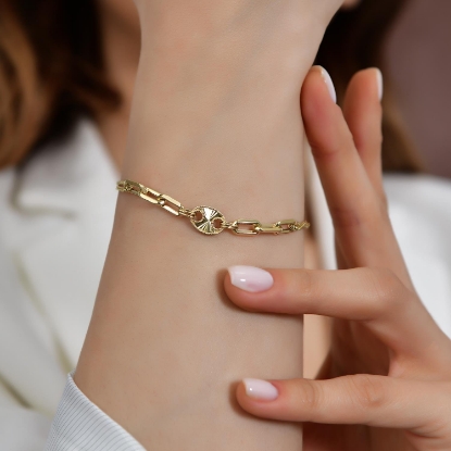 14 Ayar Altın Kalem İşçilikli Zincir Bileklik, 4,27 gram, Goldium ustalığı ve Altın Bileklik modeli ile uzun ömürlü kullanım sağlar.