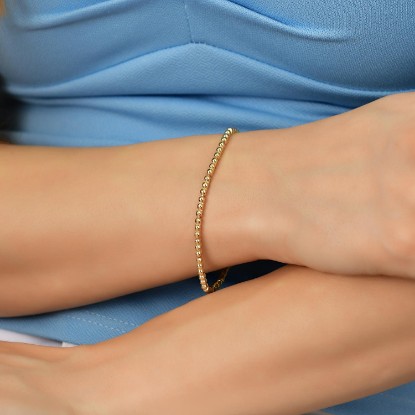 14 Ayar Altın Sıralı Top Model Bileklik, 6,74 gram, Goldium ustalığı ve Altın Bileklik modeli ile uzun ömürlü kullanım sağlar.