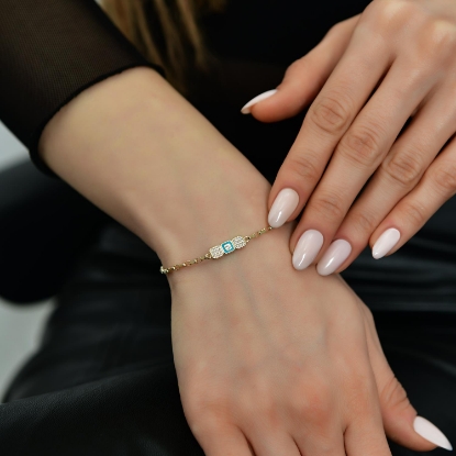 14 Ayar Altın Mineli Taşlı Bileklik, 2,87 gram ve özenli işçilikle Altın Bileklik’in günlük ve özel kullanıma uygun bir Goldium modelidir.