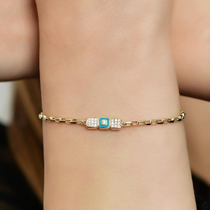 14 Ayar Altın Mineli Taşlı Bileklik, 2,87 gram ve özenli işçilikle Altın Bileklik’in günlük ve özel kullanıma uygun bir Goldium modelidir.