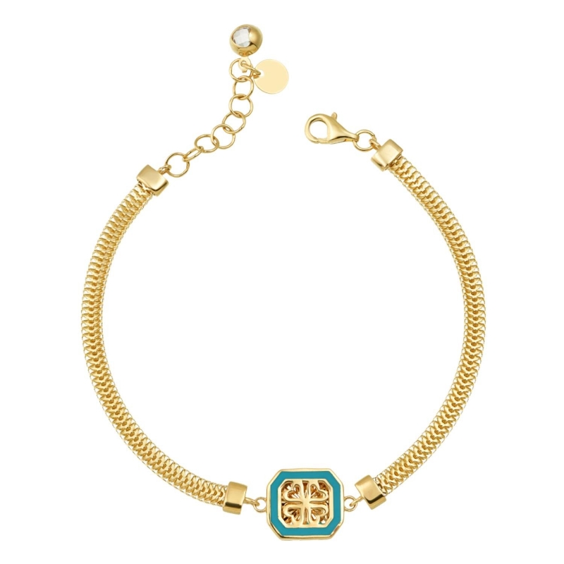 14 Ayar Altın Balık Sırtı Model Yonca Mineli Bileklik, 6,62 gram, Goldium ustalığı ve Altın Bileklik modeli ile uzun ömürlü kullanım sağlar.