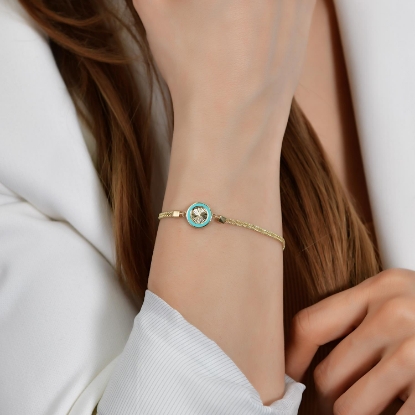 14 Ayar Altın Mineli Kalem İşçilikli Daire Bileklik, 4,87 gram, Goldium ustalığı ve Altın Bileklik modeli ile uzun ömürlü kullanım sağlar.