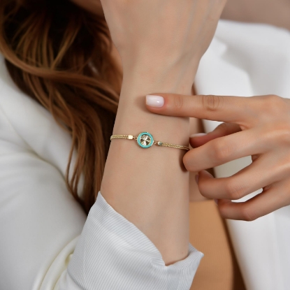 14 Ayar Altın Mineli Kalem İşçilikli Daire Bileklik, 4,87 gram, Goldium ustalığı ve Altın Bileklik modeli ile uzun ömürlü kullanım sağlar.