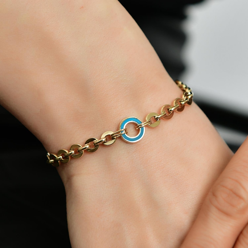 14 Ayar Altın Halka Mineli Zincir Bileklik, 4,99 gram ve özenli işçilikle Altın Bileklik’in günlük ve özel kullanıma uygun bir Goldium modelidir.