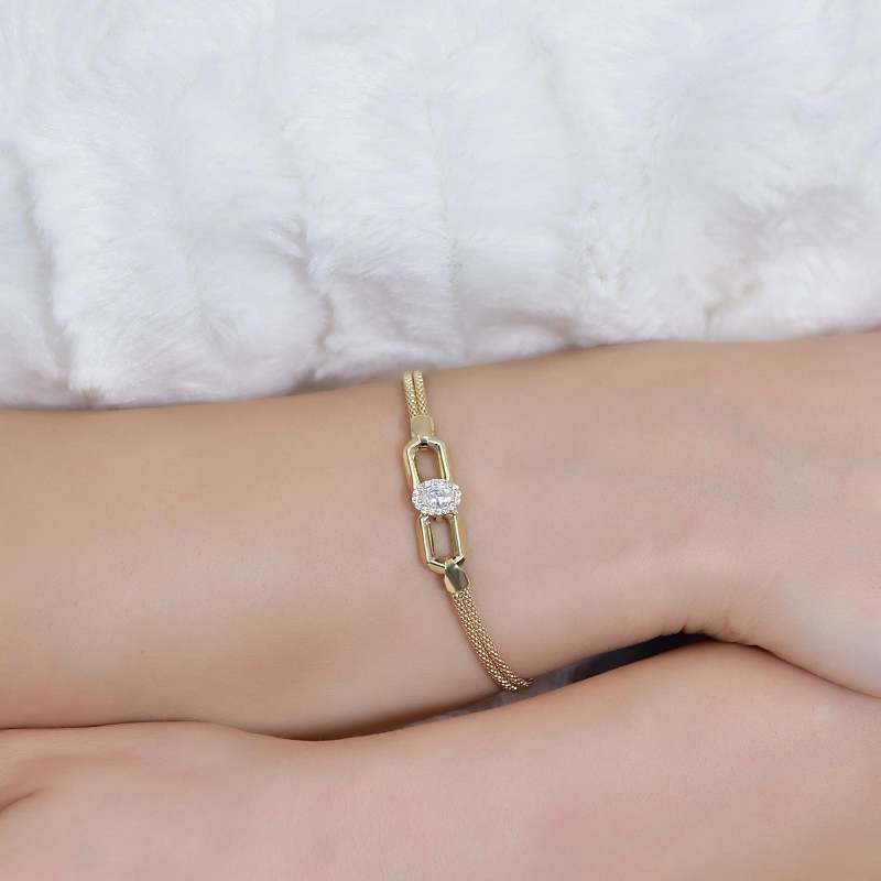 14 Ayar Altın Zincir Baget Bileklik, 6,37 gram tasarımıyla Altın Bileklik kategorisinde, Goldium imzasıyla modern bir görünüm sunar.