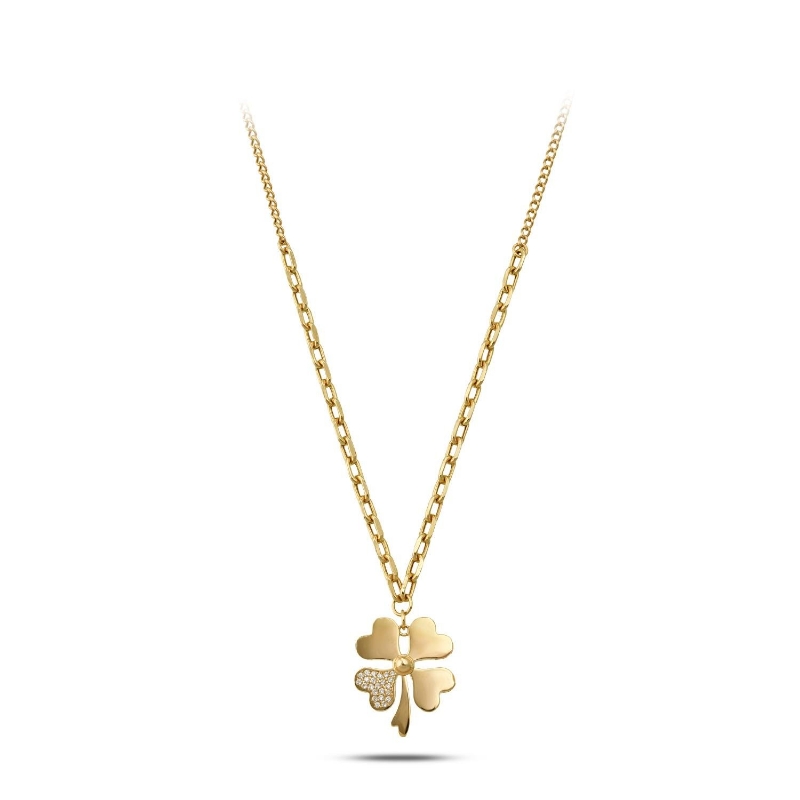 14 Ayar Altın Taşlı Yonca Kolye, 7,27 gram olup Altın Kolye modellerinden biridir. Ağırlığı ve zarif tasarımıyla stilinizi tamamlar.