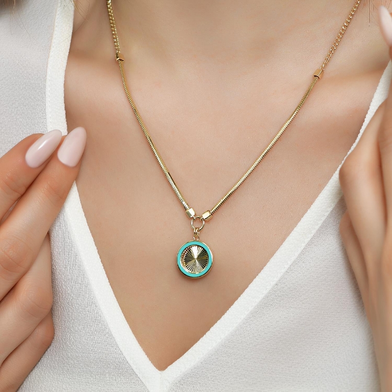 14 Ayar Altın Mineli Kalem İşçilikli Kolye, 7,33 gram, Goldium ustalığı ve Altın Kolye modeli ile uzun ömürlü kullanım sağlar.