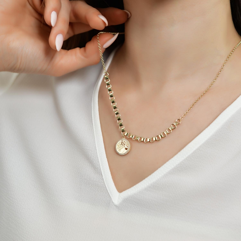 14 Ayar Altın Hayat Ağacı Kolye, 5,60 gram, Goldium ustalığı ve Altın Kolye modeli ile uzun ömürlü kullanım sağlar.