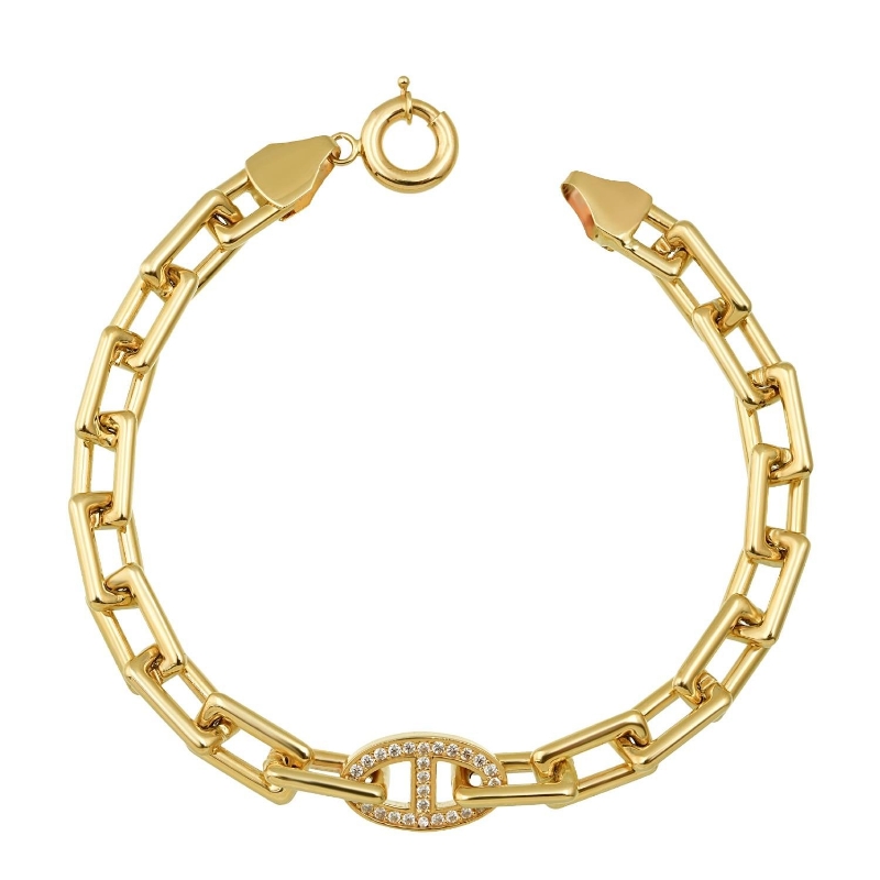 14 Ayar Altın Zincir Teta Taşlı Bileklik, 11,57 gram ve özenli işçilikle Altın Bileklik’in günlük ve özel kullanıma uygun bir Goldium modelidir.