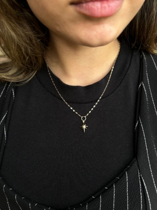 Kelebek Zincir Kutup Yıldızı Kolye, 1,54 gram olup Altın Yıldız Kolye modellerinden biridir. Ağırlığı ve zarif tasarımıyla stilinizi tamamlar.