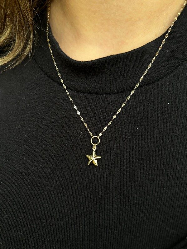 Kelebek Zincir Aynalı Yıldız Kolye, 1,69 gram, Goldium ustalığı ve Altın Kolye modeli ile uzun ömürlü kullanım sağlar.