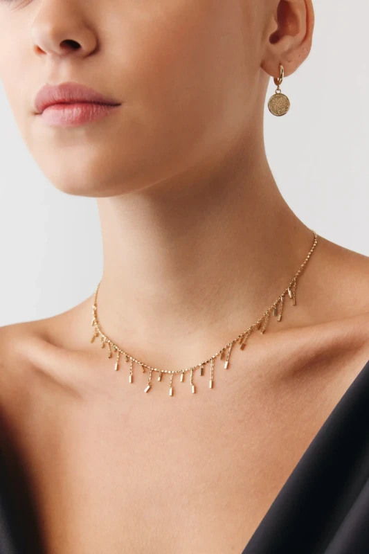 Özel Tasarım Zikzak Çubuk Shakira Choker resmi