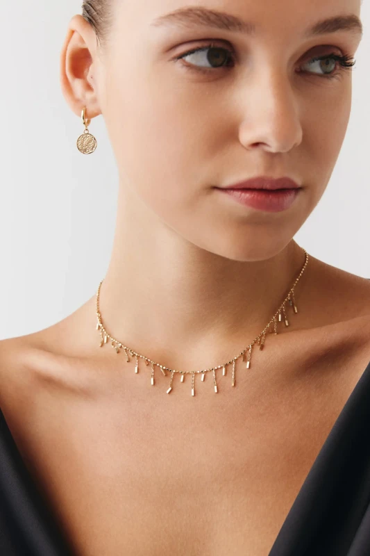 Özel Tasarım Zikzak Çubuk Shakira Choker resmi