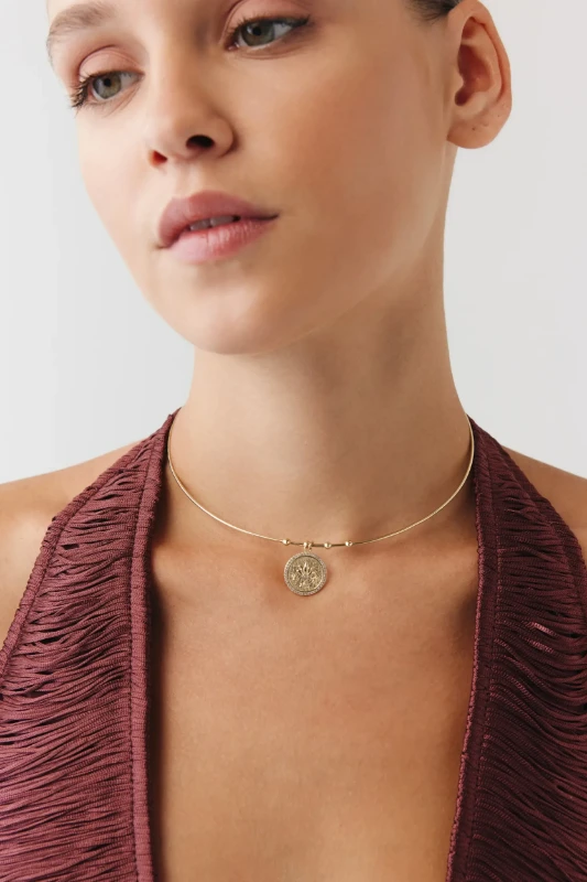 Taşlı Lotus Uçlu Tel Choker resmi