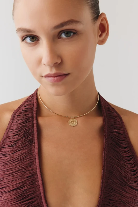 Göz Damga Uçlu Tel Choker resmi