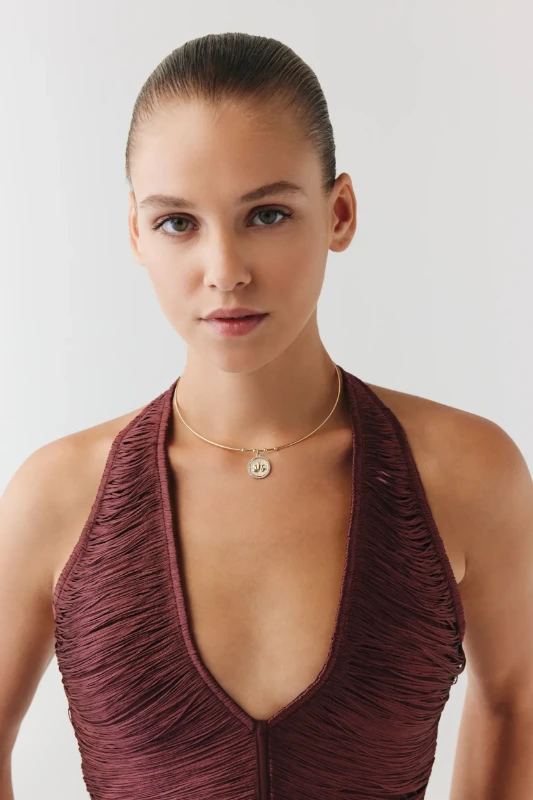 Taşlı Lotus Uç Tel Choker resmi