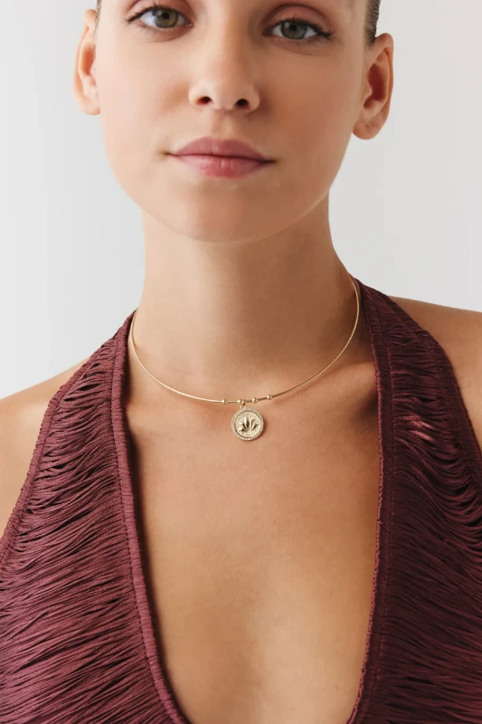 Taşlı Lotus Uç Tel Choker resmi