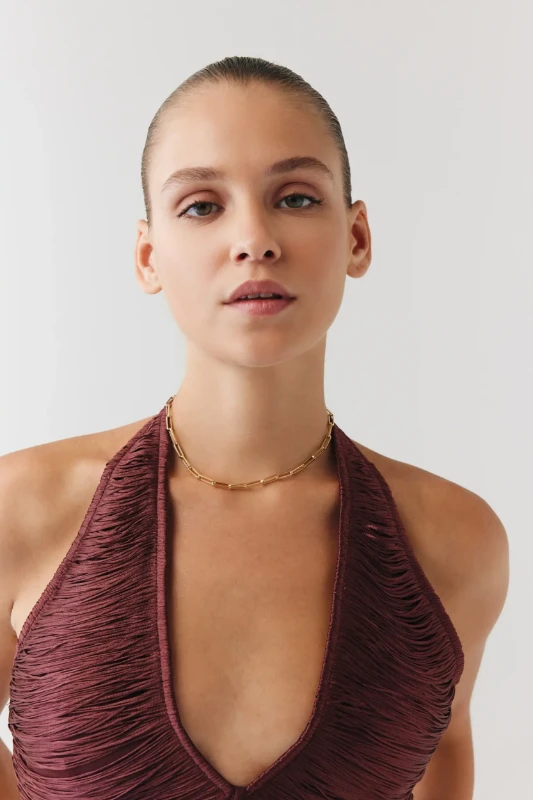 Altın Sade Zincir Choker resmi