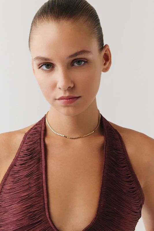 Yuvarlak Ezme Zincir Choker resmi