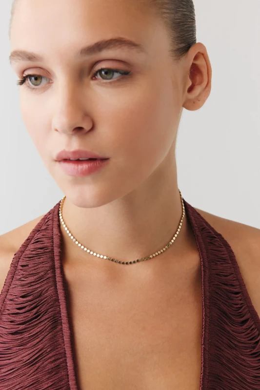 Yuvarlak Ezme Zincir Choker resmi
