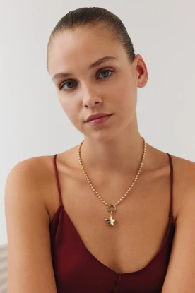 Top Zincir Yıldız Charm Kolye resmi
