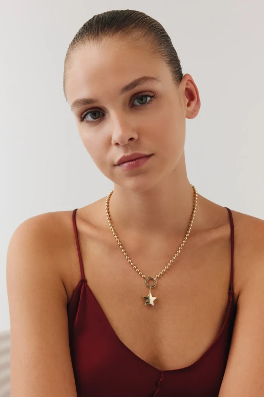 Top Zincir Yıldız Charm Kolye resmi