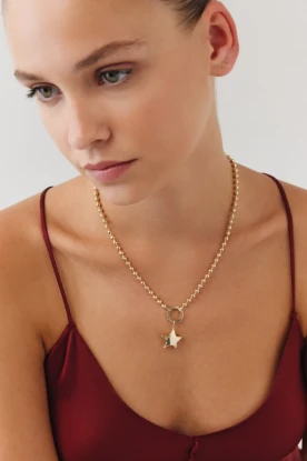 Top Zincir Yıldız Charm Kolye resmi